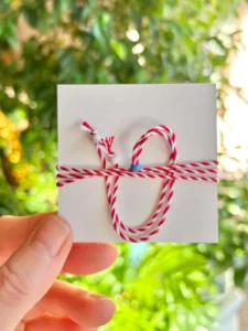 Hand painted wooden heart greek martaki bracelet