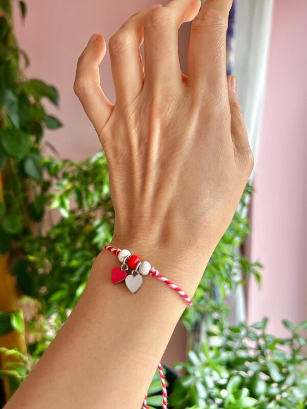 Celebrate Baba Marta with a heart-themed Martenitsa.